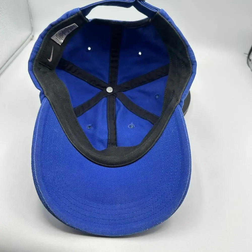 Vintage Nike Hat Strapback Blue Yellow Center Swoosh 90's Canvas Cotton